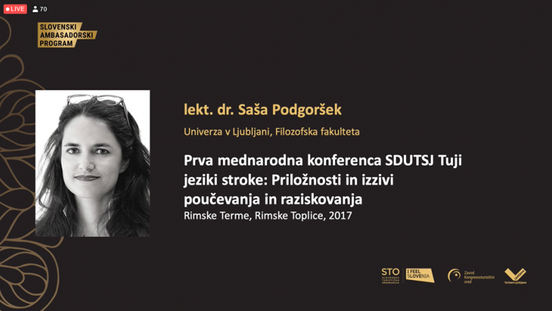 Lekt. dr. Saša Podgoršek je prejela priznanje Kongresni ambasador Slovenije 2020.